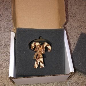 Festive Candy Cane gold ornament